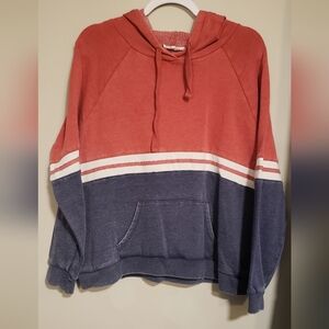Red and Blue Colorblock Hoodie